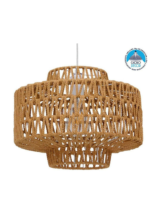 GloboStar Jenson Ceiling Light Brown Boho Grid with E27 Socket 33x35x35cm