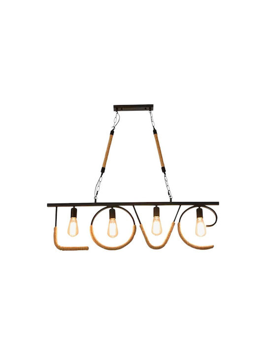 Boho Grid Pendant Light with E27 Socket 100x30cm