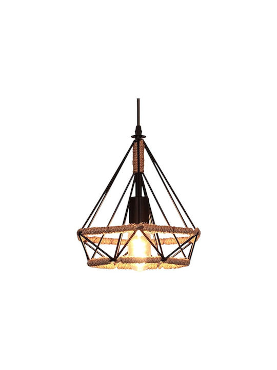 Boho Grid Pendant Light with E27 Socket 25x26cm