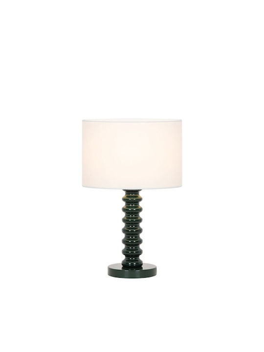 Viokef Fabric Table Lamp for Socket E27 with White Shade and Green Base