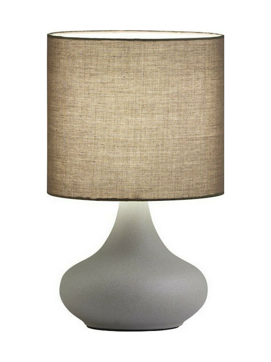 Viokef Concrete Table Lamp for Socket E14 with Beige Shade and Gray Base