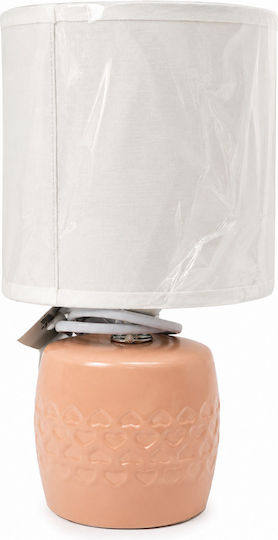 Ceramic Table Lamp with White Shade and Pink Base