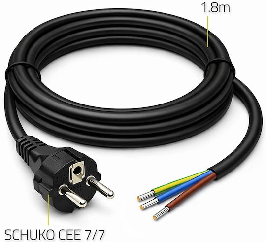 Qoltec Extension Cord Cable Extension with Length 1.8m Cable Cross Section 3 x 1mm² and Grounding