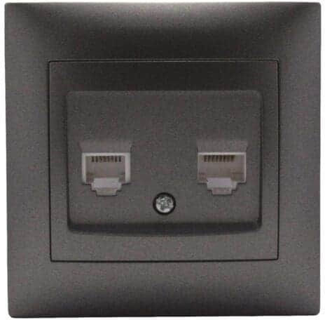 Redled Doppelter Netzsteckdose RJ45 mit Rahmen Typ Cat6 in Gray Farbe 27508