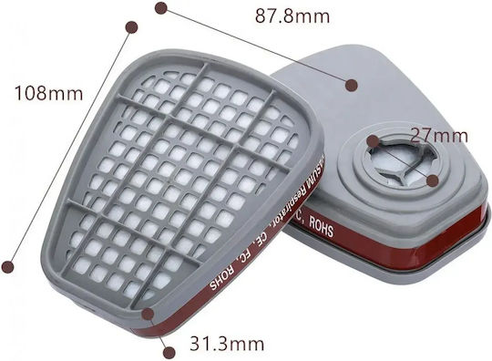 Mask Half Face with Activated Carbon Filters Filters Gray