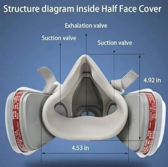 Mask Half Face with Activated Carbon Filters Filters Gray