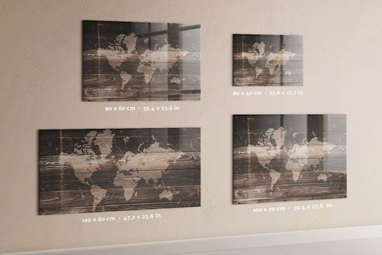 Magnetic Board World Map Wood One Magnet 120x60