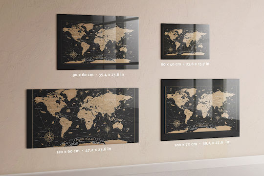 Magnetic Board Old World Map One Magnet 120x60