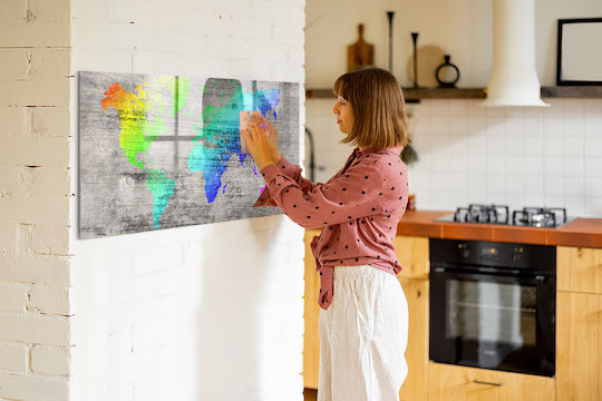 Tablă Magnetică Harta Lumii Un Magnet 120x60