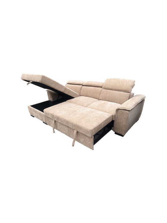Lemance Corner Sofa Bed with Right Corner Beige 251x168x82cm
