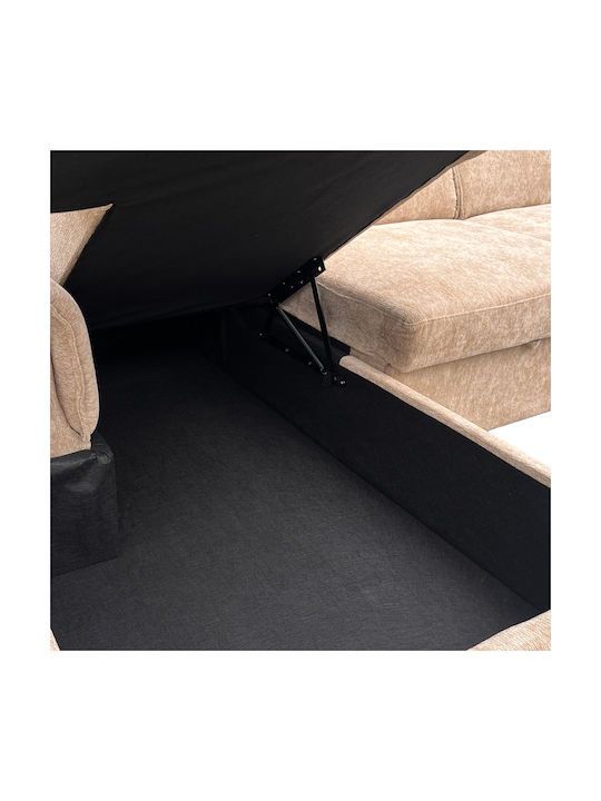 Lemance Corner Sofa Bed with Right Corner Beige 251x168x82cm
