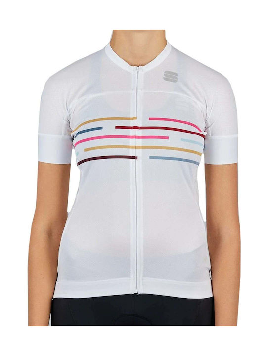 Sportful Tricou De Ciclism Pentru Femei Cu Mâneci Scurte Alb
