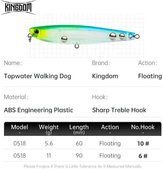Kingdom Z Dog Floatendes Bleistift Künstliche Köder 6cm/5,6g 002