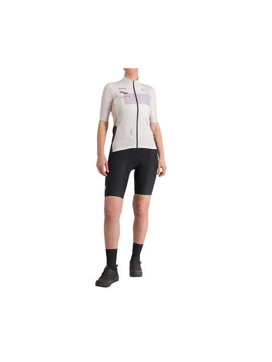 Sportful Tricou De Ciclism Pentru Femei Cu Mâneci Scurte Albă