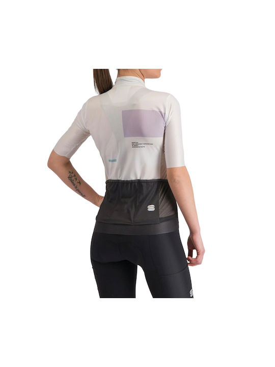 Sportful Tricou De Ciclism Pentru Femei Cu Mâneci Scurte Albă