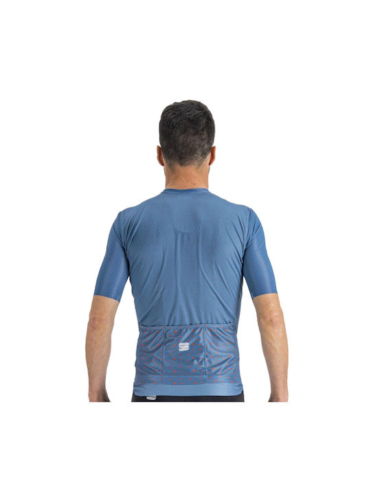 Sportful Checkmate Tricou De Ciclism Pentru Bărbați Mâneci Scurte Drum Bike Albastru