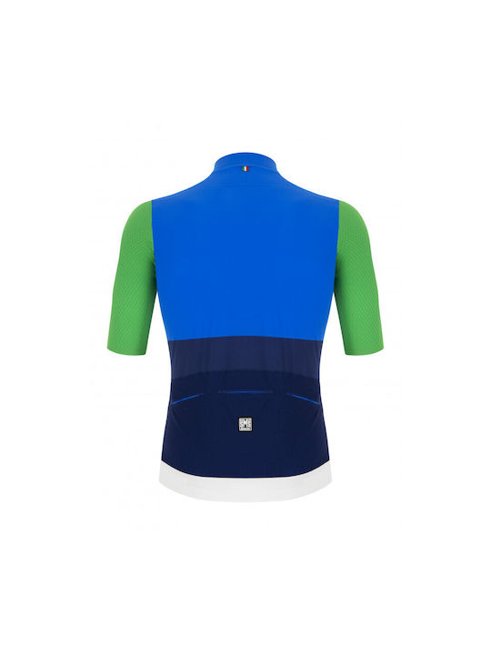 Santini Tricou De Ciclism Cu Mâneci Scurte Pentru Bărbați Albastru