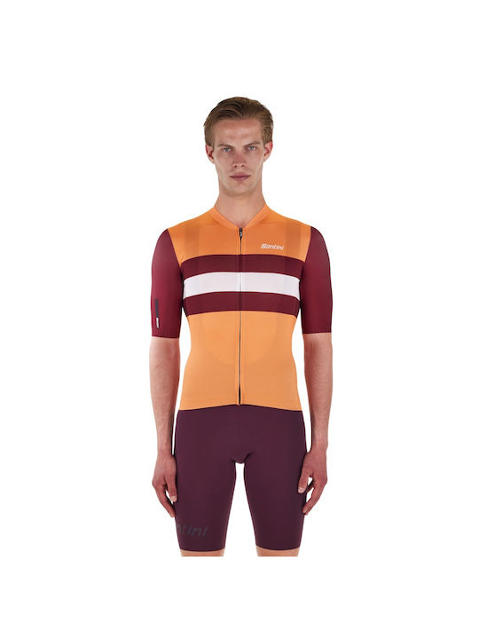 Santini Tricou De Ciclism Pentru Bărbați Cu Mâneci Scurte Portocaliu