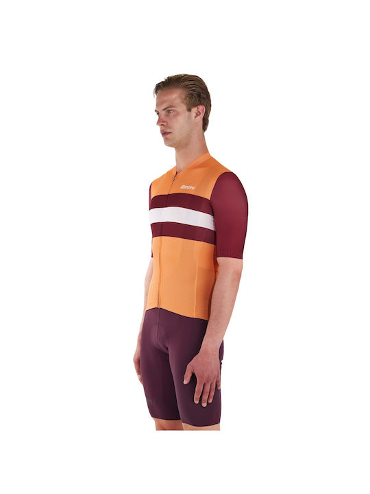 Santini Tricou De Ciclism Pentru Bărbați Cu Mâneci Scurte Portocaliu