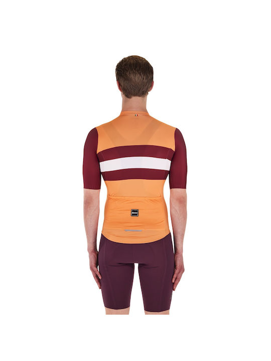 Santini Tricou De Ciclism Pentru Bărbați Cu Mâneci Scurte Portocaliu