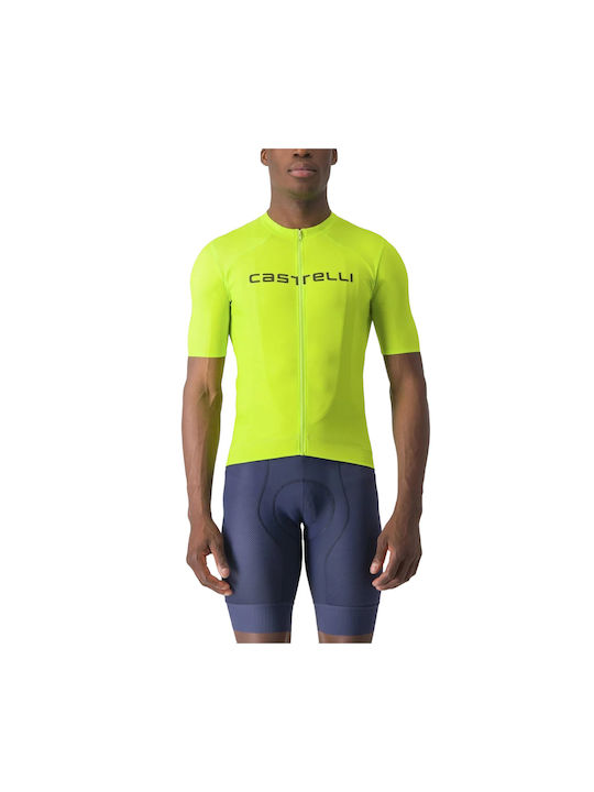 Castelli CAS-4524009-383-Мъжка Къс Ръкав Колоездене Блуза Жълта