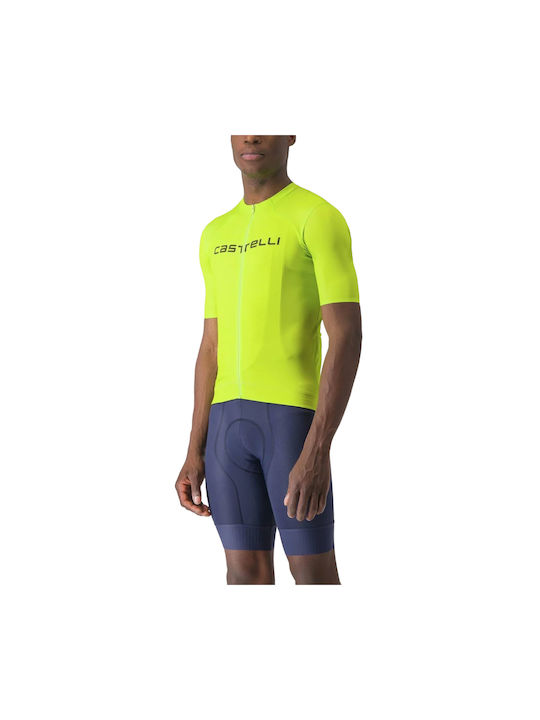 Castelli Tricou De Ciclism Pentru Bărbați Cu Mâneci Scurte Galben