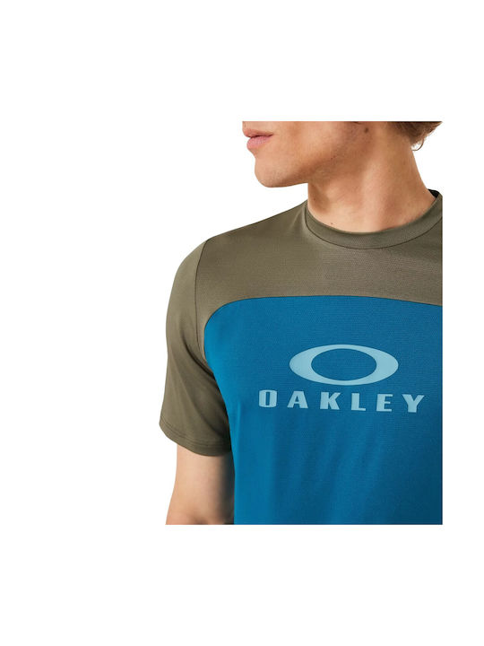 Oakley Мъжка Къс Ръкав Блуза Планинско Колоездене Синя