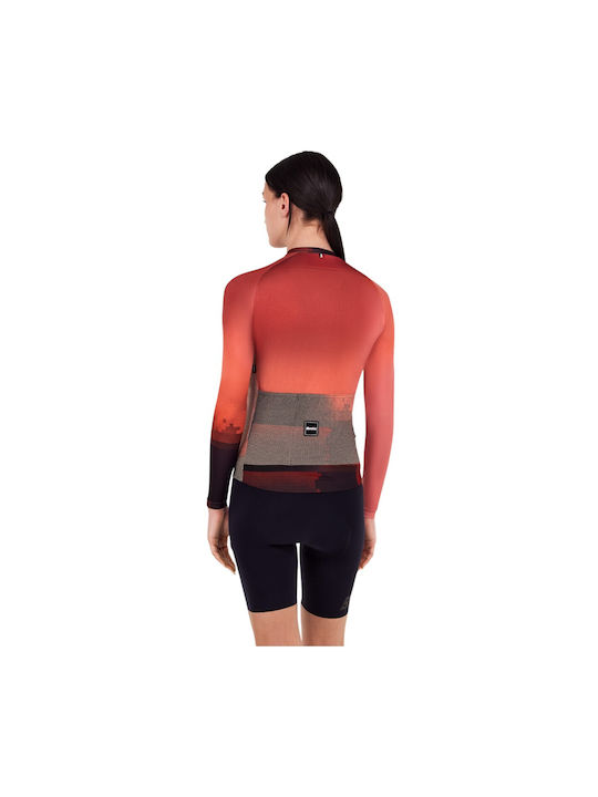Santini Lange Ärmel Fahrradtrikot Rote Damen