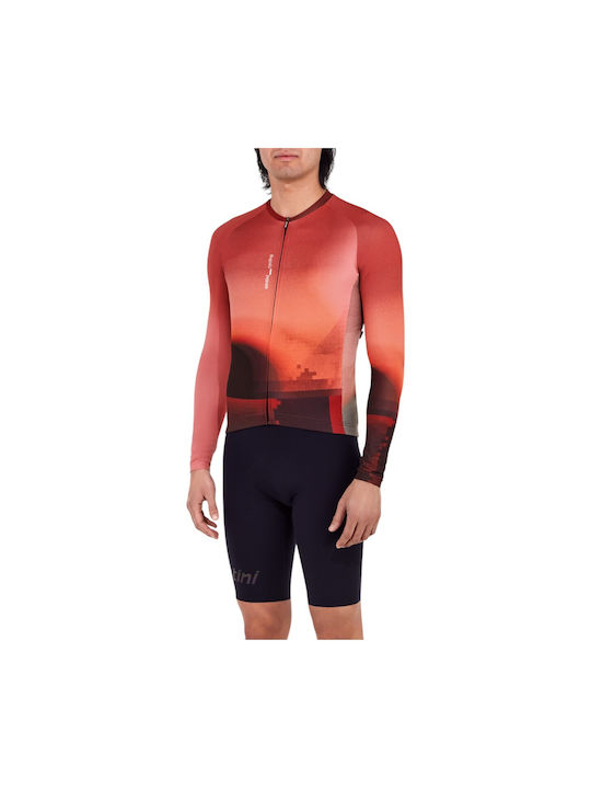 Santini Lange Ärmel Fahrradtrikot Rote Damen