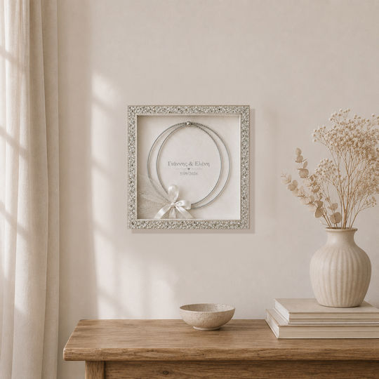 Hochzeitskronen-Hülle 30x30cm Kristall Silber Hölzernes Fotografierahmen – Personalisierte