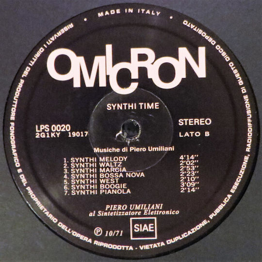 Piero Umiliani Synthi Time Vinyl Cd