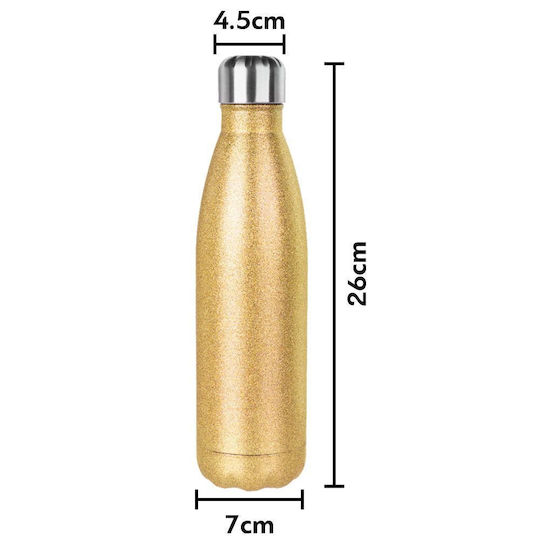 Koupakoupa Koupakoupa Stainless Steel Thermos Bottle 500ml Glitter Gold with Straw