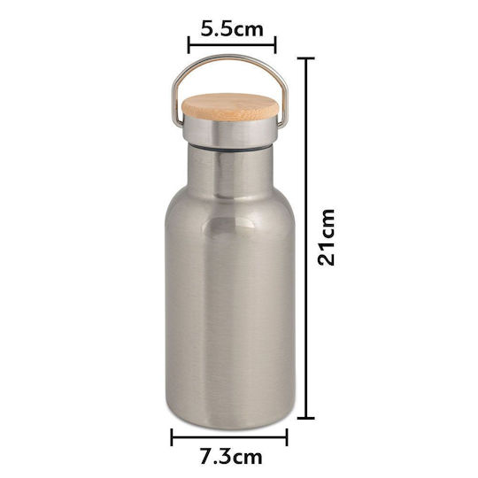 Koupakoupa Jordan Stainless Steel Thermos Bottle 350ml Silver with Mouthpiece Handle and Straw