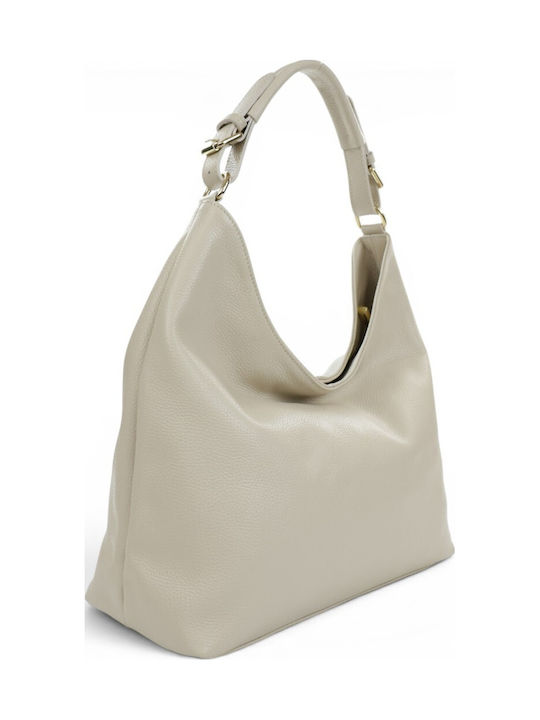Leather Women's Hobo Bag Beige