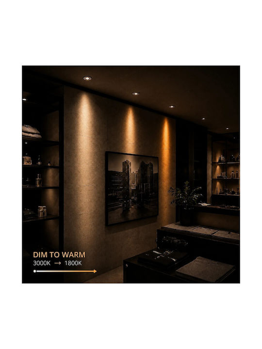 kelvo Metallic Recessed Spot with Built-in LED and Warm White Light White 5x5cm