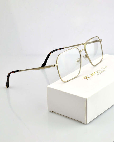 Red Raven Optical #007 Gold Prescription Eyeglass Frame