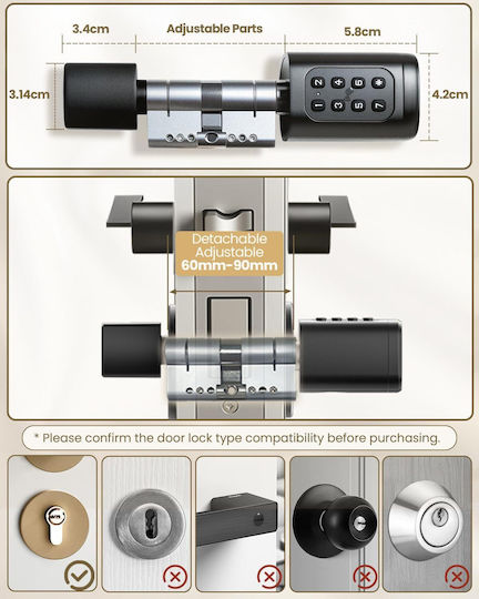 Microlink Elektronische Schlösser mit Bluetooth Schwarze
