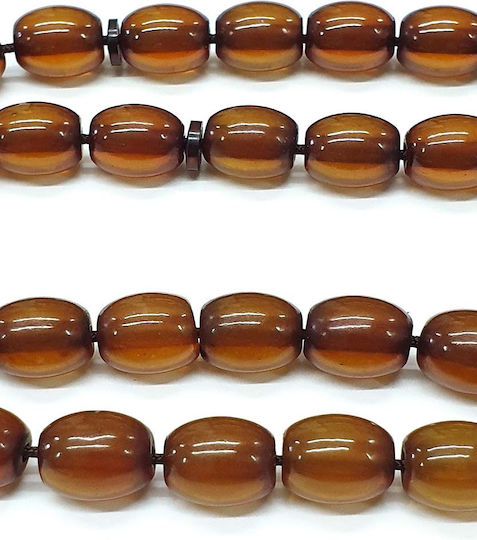 Roloi Komboloi Worry Beads with 33 Beads Made of Mastic Length 34cm Honey