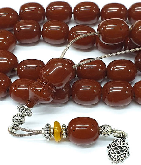 Roloi Komboloi Worry Beads with 33 Beads Made of Mastic Length 37cm Red
