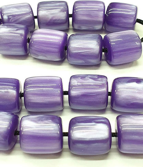 Roloi Komboloi Worry Beads with 17 Resin Beads Length 30cm Purple