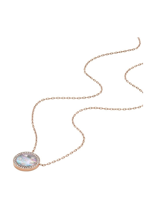 Fossil Colier Din Oțel Plăcut Cu Aur Cu Mărgele Și Zircon