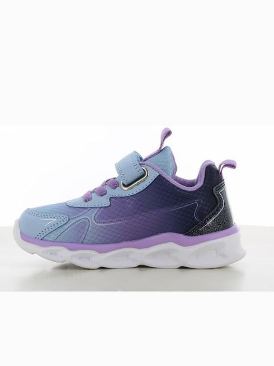 Frozen Kids Sneakers with Hook & Loop Closure & Lights Light Blue