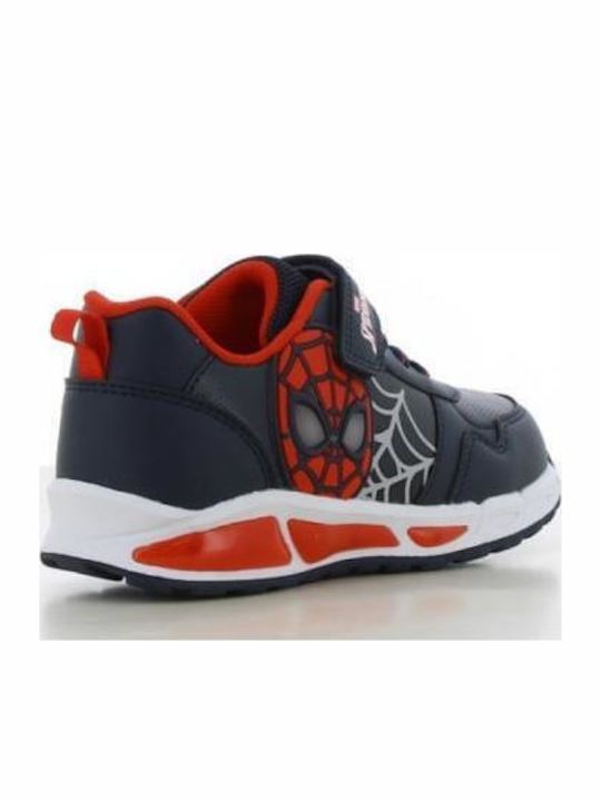 Spiderman Kids Sneakers with Hoop & Loop Closure & with Lights Black