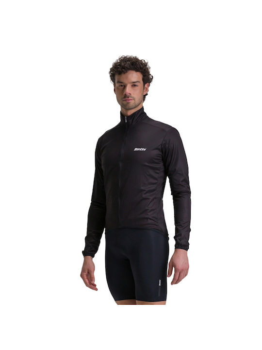 Santini Tricou De Ciclism Mânecă Lungă Pentru Bărbați Negru