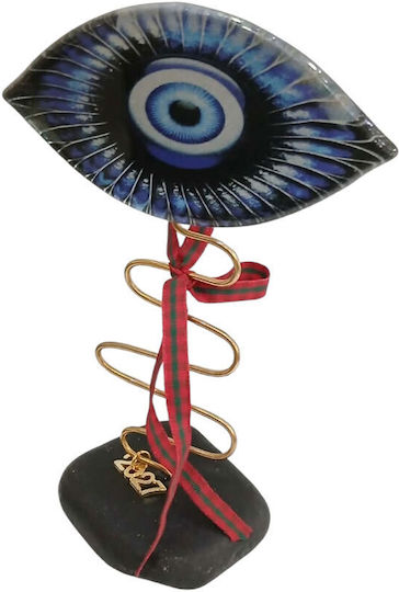 Moda Mostra Handmade Tabletop Lucky Charm Eye Green Made of Glass 2027 9x10cm