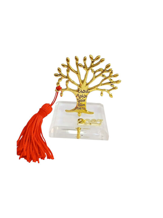 Kalliopi Silver Tabletop New Year's Lucky Charm Little Gold Tree Made of Plexiglass 2027 5x6.5cm
