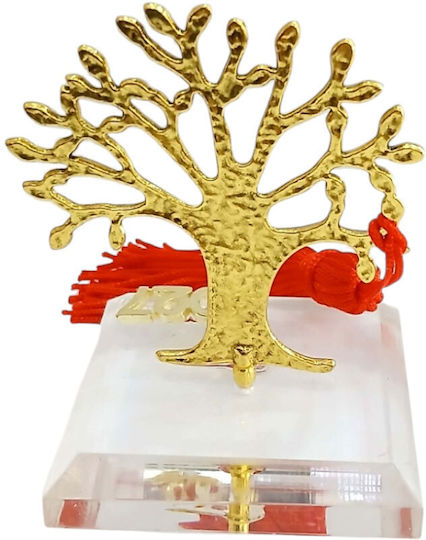 Kalliopi Silver Tabletop New Year's Lucky Charm Little Gold Tree Made of Plexiglass 2027 5x6.5cm