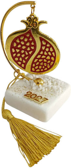 Kalliopi Silver Tabletop New Year's Lucky Charm Pomegranate Gold Stone 2027 5x10cm Kalliopi Silver Tabletop New Year's Lucky Charm Pomegranate Gold Stone 2027 5x10cm