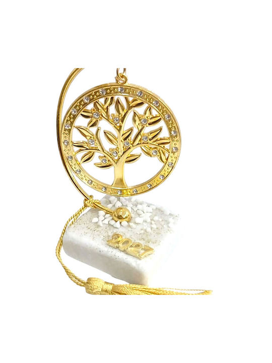 Kalliopi Silver Tischplatte Glücksbringer Bäumchen Gold aus Stein 2027 5x10cm