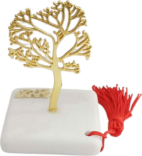 Kalliopi Silver Handmade Tabletop New Year's Lucky Charm Little Tree Gold Stone 2027 6x11cm